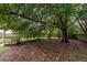 View of the backyard with large trees providing plenty of shade and a charming gazebo at 18004 Clear Lake Dr, Lutz, FL 33548