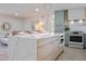 Bright kitchen features a waterfall island with seating, stainless appliances, and modern cabinetry at 243 45Th Ne Ave, St Petersburg, FL 33703