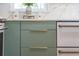 Modern kitchen drawers with gold hardware and white countertops and appliances at 243 45Th Ne Ave, St Petersburg, FL 33703