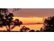 Vibrant orange sunset reflecting on the water, framed by trees, creating a serene and picturesque scene at 401 Pennsylvania Ave, Crystal Beach, FL 34681