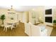 Bright living room featuring a fireplace, modern furniture, and an adjacent dining area with a chandelier at 4202 Harbor House Dr # 24, Tampa, FL 33615
