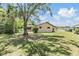 Expansive backyard with mature tree, lush lawn, and a single-story house with stucco siding at 4228 Belle Isle Ct, New Port Richey, FL 34653