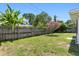 Fenced backyard featuring a lush lawn and tropical plants including a Crape Myrtle at 5860 99Th N Ave, Pinellas Park, FL 33782