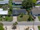 An exterior aerial view showing the property's well maintained lawn, driveway and close proximity to the street at 621 Gran Kaymen Way, Apollo Beach, FL 33572