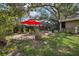 Relaxing backyard with a patio, firepit, and screened-in pool at 10902 Bent Tree Pl, Tampa, FL 33618