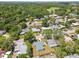 An aerial view of the neighborhood featuring mature trees, homes and landscaping at 1905 E Broad St, Tampa, FL 33610