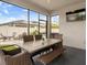 Screened patio featuring a dining table set and a view of the backyard at 20108 Stone Pine Cir, Lutz, FL 33558