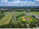Aerial shot of a premier sports complex, featuring multiple baseball fields, playgrounds, and green spaces at 2719 Wilder Trace Ct, Plant City, FL 33566
