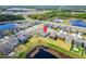Neighborhood aerial view with pond and easy access to shopping and schools at 3186 Oyster Cove St, Wimauma, FL 33598