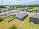 Aerial view of charming homes with pond views at 3186 Oyster Cove St, Wimauma, FL 33598