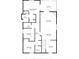 A black and white floor plan that shows the dimensions and layout of the house, including the bedrooms, bathrooms, and kitchen at 350 Kentucky Ave, Crystal Beach, FL 34681
