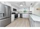 Modern kitchen featuring stainless steel appliances, granite countertops, and white cabinetry at 350 Kentucky Ave, Crystal Beach, FL 34681