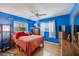 Bright bedroom with blue walls and natural light from two windows at 11082 90Th Ter, Seminole, FL 33772