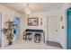 Dining area with a modern chandelier, small table with stools and tiled flooring at 11082 90Th Ter, Seminole, FL 33772
