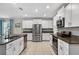 Modern kitchen with stainless steel appliances, granite countertops, and white cabinetry at 12835 Wildflower Meadow Dr, Riverview, FL 33579