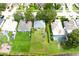 Aerial view of the homes with manicured lawns, and playground equipment, backing up to the lake at 1423 Birchstone Ave, Brandon, FL 33511