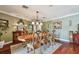Formal dining room boasts decorative wood furniture, overhead lighting, and neutral wall paint at 16205 Sentry Woods Ct, Odessa, FL 33556