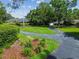 View of a private driveway lined with beautiful landscaping and mature trees at 16205 Sentry Woods Ct, Odessa, FL 33556