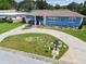 Charming single-story home with a blue exterior, a well-manicured lawn, and a large driveway at 4211 28Th N Ave, St Petersburg, FL 33713
