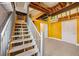 Basement featuring painted walls, stairs to the upper level, and unfinished ceiling at 6543 Louise Ct, Hudson, FL 34667