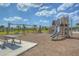 Elaborate wooden playground with swings, slides, picnic benches and climbing features under a sunny sky at 11619 Cambium Crown Dr, Riverview, FL 33569