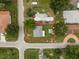 Property outline. An aerial view showing the home's location near tree-lined streets, community amenities, and attractions at 12324 Pittsfield Ave, Tampa, FL 33624