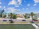 Street shot of the house showing its location on a desirable road with a water view at 30 Gulf Blvd, Indian Rocks Beach, FL 33785