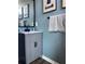 Bathroom featuring a modern vanity with black hardware, and decorative animal art for a chic and trendy design at 310 S Willow Ave # A, Tampa, FL 33606