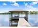 Dock and gazebo on the lake offering a serene relaxation space at 3145 Lake Ellen Dr # 3145, Tampa, FL 33618