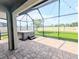 Relaxing screened-in patio with a hot tub and lovely stone pavers overlooking the manicured yard at 32599 Natural Bridge Rd, Wesley Chapel, FL 33543