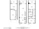 Three floor plans depicting bonus room, laundry, garage, living room, dining area, kitchen, bedrooms, and baths at 505 Sandy Hook Rd # 505, Treasure Island, FL 33706