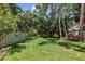 Private backyard with a lush lawn, mature trees and an attractive fence, creating a tranquil outdoor space at 5090 White Pine Ne Cir, St Petersburg, FL 33702
