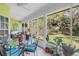 Screened-in patio with glass table and view of lush landscaped backyard with mature trees at 5090 White Pine Ne Cir, St Petersburg, FL 33702