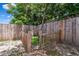 Enclosed backyard features a charming wooden fence and a small gate, great for and pets at 6200 13Th Ave, New Port Richey, FL 34653