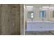 An updated bathroom with a shower and double vanity at 10430 Crestfield Dr, Riverview, FL 33569