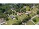 A panoramic aerial view of a well-manicured neighborhood with mature trees and ample green space at 13122 Done Groven Dr, Dover, FL 33527