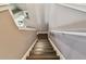View down the stairs with dark wood treads and white risers at 1314 Oak Pond St, Ruskin, FL 33570