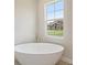 Relaxing bathroom featuring a modern soaking tub with a neighborhood view at 14279 Swiss Bridge Dr, Riverview, FL 33579