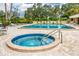 Community hot tub and large pool with comfortable loungers in landscaped area at 2621 Cove Cay Dr # 309, Clearwater, FL 33760