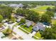 Scenic aerial shot capturing the home's position within a quiet neighborhood, complete with tree-lined streets at 310 Arbor E Dr, Palm Harbor, FL 34683