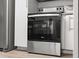 Close-up of the kitchen's stainless steel oven and white cabinets at 3201 36Th N Ave, St Petersburg, FL 33713