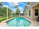Inviting screened-in pool with clear blue water, surrounded by a patio and lush landscaping at 4901 Windingbrook Trl, Wesley Chapel, FL 33544