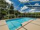 Backyard view of a screened-in pool, lush landscaping and a covered patio, perfect for outdoor entertaining at 5315 Cedarshake Ln, Valrico, FL 33596