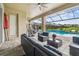 An outdoor patio features a pool with an incredible view of the green space at 7024 Bradbury Cir, Wesley Chapel, FL 33545