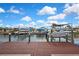 Dock view offering easy canal access, boat lifts, and a serene waterfront lifestyle at 13814 Lavender Ave, Hudson, FL 34667