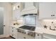 Close-up of a stylish kitchen featuring custom cabinetry, stainless steel appliances, and decorative backsplash at 1391 Marinella Dr, Palm Harbor, FL 34683