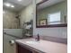 Modern bathroom featuring a walk-in shower, stylish vanity, and contemporary fixtures at 1510 Palmer Ct, Palm Harbor, FL 34685