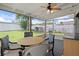 Relaxing screened porch with seating, fan and view of the backyard at 1707 Windsor Way, Tampa, FL 33619
