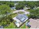 Aerial view of the property, showcasing its backyard patio, fenced yard, and neighborhood setting at 2692 Cedarbrooke Dr, Palm Harbor, FL 34684
