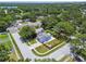 Areal photo shows house located near a lake in a peaceful, tree-filled neighborhood with a large main road nearby at 2692 Cedarbrooke Dr, Palm Harbor, FL 34684